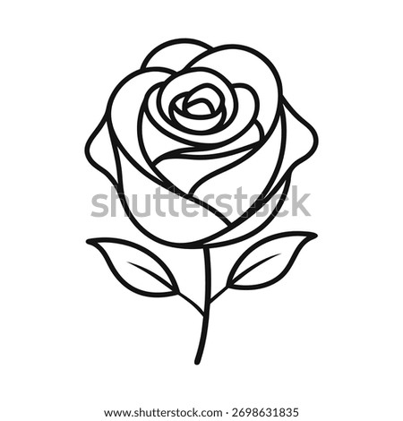 Single Line Rose Icon with Elegant Petals Minimal And Simple Vector Design