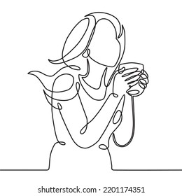  single line scribble of a woman with a cup of coffee