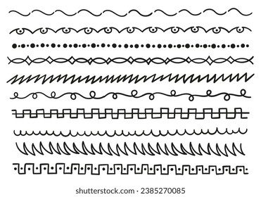 Single line set in different styles. Waves, spine, squared, arabesques etc.