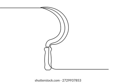 Einzeiliges Sichelsymbol im minimalistischen Stil mit einer fortlaufenden Zeichnungskontur, Vektorgrafik
