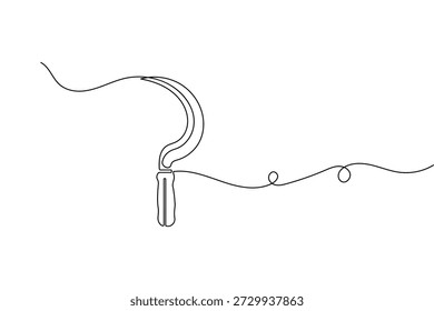 Einzeiliges Sichelsymbol im minimalistischen Stil mit einer fortlaufenden Zeichnungskontur, Vektorgrafik