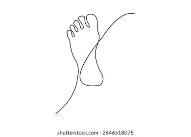 Esboço de linha única de um pé humano único isolado contorno em estilo minimalista