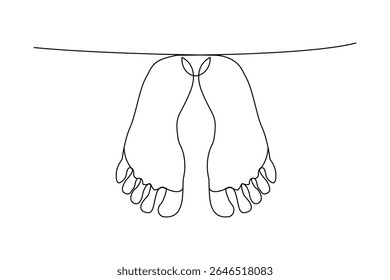 Esboço de linha única de um pé humano único isolado contorno em estilo minimalista