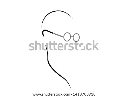 single line sketch of man with round glasses. Creative vector illustration for 2nd October Gandhi Jayanti with nice and beautiful design, vector isolated on white background
