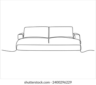 Сontinuous single line single line sofa with floor lamp lampshade, hand drawn silhouette painting. Line art. scribble.Without artificial intelligence