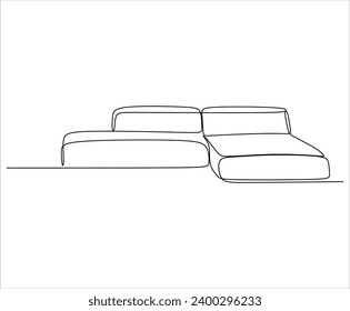 Сontinuous single line single line sofa with floor lamp lampshade, hand drawn silhouette painting. Line art. scribble.Without artificial intelligence