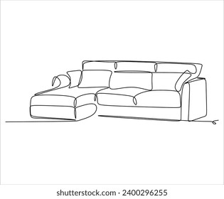 Сontinuous single line single line sofa with floor lamp lampshade, hand drawn silhouette painting. Line art. scribble.Without artificial intelligence