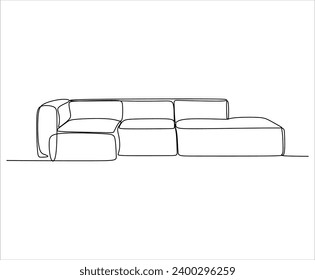 Сontinuous single line single line sofa with floor lamp lampshade, hand drawn silhouette painting. Line art. scribble.Without artificial intelligence