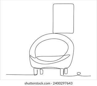 Сontinuous single line single line sofa with floor lamp lampshade, hand drawn silhouette painting. Line art. scribble.Without artificial intelligence