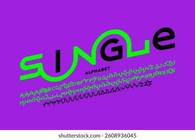 Single line style font, alphabet letters and numbers vector illustration