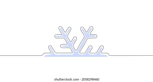 Single line style snowflake. New Year's background. Christmas theme. Vector illustration