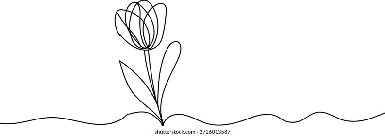 Einzelne Linie einer Tulpenblume mit wellenförmigem Grundriss