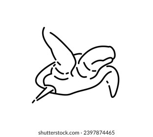 Single Line Turtle Mascot Icon