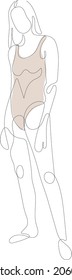 Ilustración vectorial de una sola línea del afiche contemporáneo de bailarina de ballet. Ilustración para revista, fondo o logotipo.