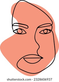 ilustración de una sola línea vectorial de una hermosa cara femenina, belleza y maquillaje.