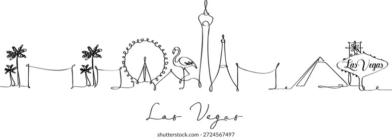 Vector de línea única del horizonte de Las Vegas Nevada.