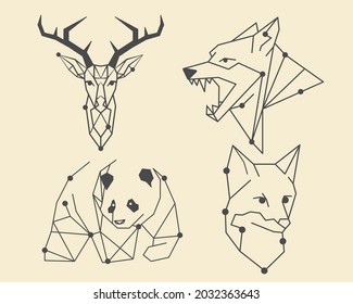 single line wild animal illustration