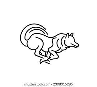 Single Line Wolf Mascot  Logo Design Vector