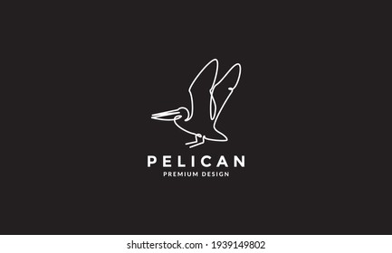 single lines art bird pelican fly logo vector symbol icon design illustration