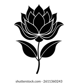 Single line-style silhouette of a stylized flower on white 