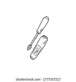 Ilustración vectorial de un solo dibujo de lápiz labial. Icono de cosmética simple. Signo de brillo del labio. Gráfico de doodle dibujado a mano