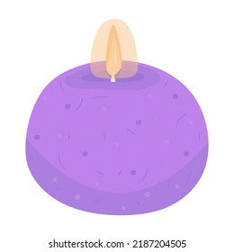 Single Lit Violet Candle, Colorful Illustration