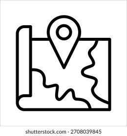Symbol für eine einzige Ortskarte mit schwarzer Linie für ein Design- oder Malbuchelement