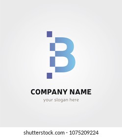 Single Logo Design - B letter with Square Dots