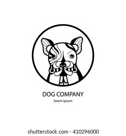 Single logo with a dog bulldog for veterinarian clinic, pet shop, dog walker, dog training. Easy to use and edit. 