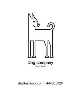 Single logo with a dog made in modern line style vector for veterinarian clinic, pet shop, dog walker, dog training. Easy to use and edit.