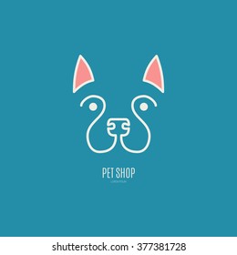 Single Logo With Dog Portrait Drawn In Simple Lines For Veterinarian Clinic, Pet Shop, Dog Walker, Dog Training. Easy To Use And Edit. Vector Logo Series.