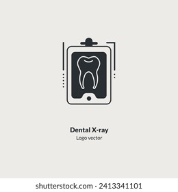 Single logo with graphic illustration of a dental x-rays in line style vector. Clean and modern label for a dental service