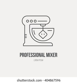 Single logo with graphic illustration of a mixer made in line style vector. Clean and modern label for a shop, product or company.