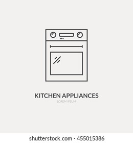 Single logo with graphic illustration of an oven made in line style vector. Clean and modern label for a shop, product or company.