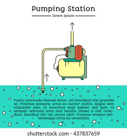 Single logo with a pumping station. Line style.