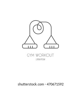 Single logo with a skipping rope made in modern line style vector. Perfect label for gym, fitness or other healthy lifestyle industry.
