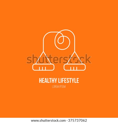 Single logo with a skipping rope made in modern line style vector. Perfect label for gym, fitness or other healthy lifestyle industry.