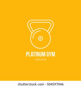 Single logo with a weight made in modern line style vector. Perfect label for gym, fitness or other healthy lifestyle industry.