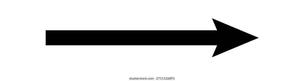 Vector de un solo icono de flecha negra larga. Icono de flecha derecha negra. Flecha negra aislada sobre fondo blanco. . Atrévete a la flecha larga. Ilustración vectorial.