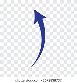 Single Long Blue curve arrow icon vector. Blue Right up curved arrow icon. Blue curve arrow icon. Blue curved arrows isolated on white background. Curved arrows, hand drawn curved arrows. EPS 10
