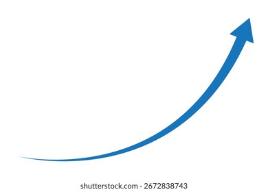 Single Long Blue curve arrow icon vector. Blue Right up curved arrow icon. Blue curve arrow icon. Blue curved arrows isolated on white background. Curved arrows, hand drawn curved arrows. EPS 10