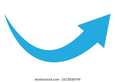Vector de icono de flecha de curva azul largo único. Azul Icono de flecha curvada hacia arriba. Icono de flecha de curva azul. Flechas curvas azules aisladas sobre fondo blanco. Flechas curvas, flechas curvas dibujadas a mano. EPS 10