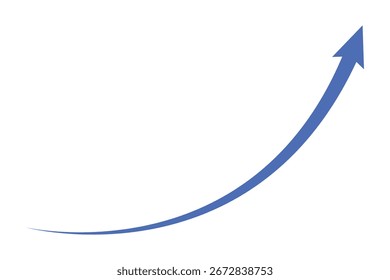 Single Long Blue curve arrow icon vector. Blue Right up curved arrow icon. Blue curve arrow icon. Blue curved arrows isolated on white background. Curved arrows, hand drawn curved arrows. EPS 10
