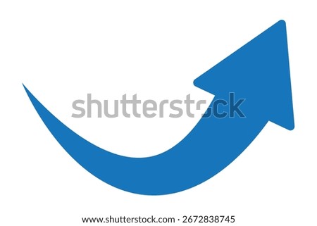Single Long Blue curve arrow icon vector. Blue Right up curved arrow icon. Blue curve arrow icon. Blue curved arrows isolated on white background. Curved arrows, hand drawn curved arrows. EPS 10