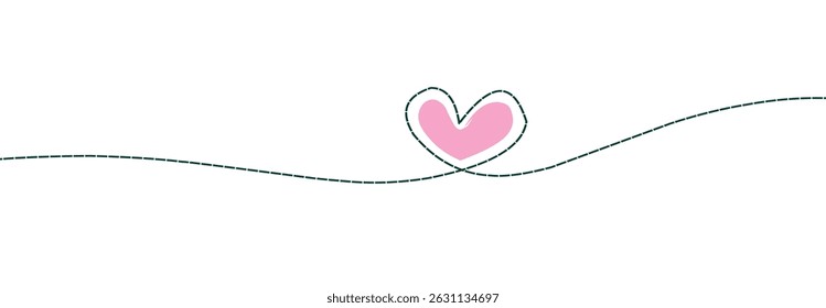 single Love heart with continous lines