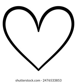 Single love heart icon line art vector drawing for romance or love concept