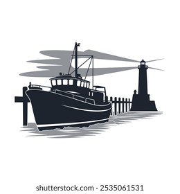 Single Luxury Boat and Illustration 