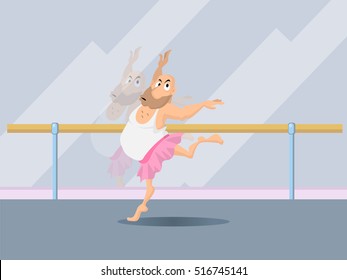 A Single Man is dancing in a tutu in a ballet studio