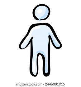 Icono de garabato de hombre único sobre fondo blanco