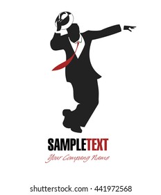 Single man silhouette dancing swing. Good for logotype